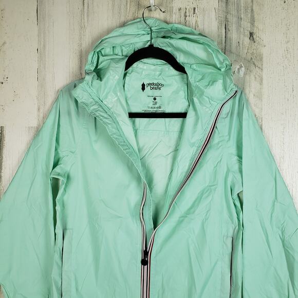 NWOT Peekaboo Beans Mint Green Full Zip Windbreaker Jacket Unisex Size XS - Picture 6 of 12